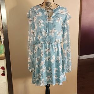 CHARLES HENRY Chiffon Floral Dress EUC